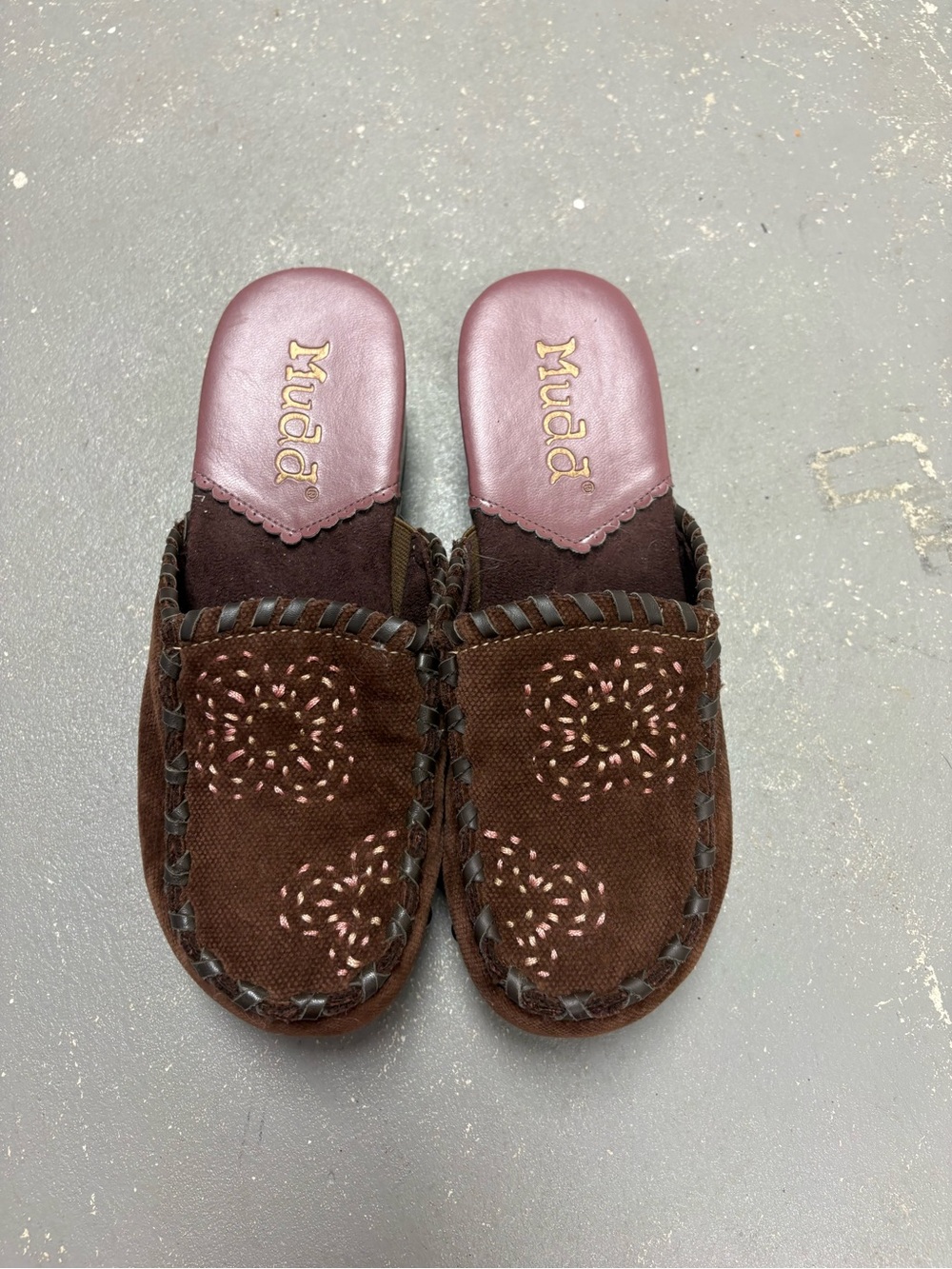 Mudd Rosey Platform Clog Mules Vintage Brown Suede Studded Y2K Womens 7M